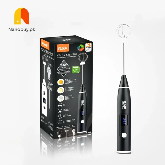 RAF Rechargeable Coffee Beater & Egg Whisker with 3 speeds & Digital Display