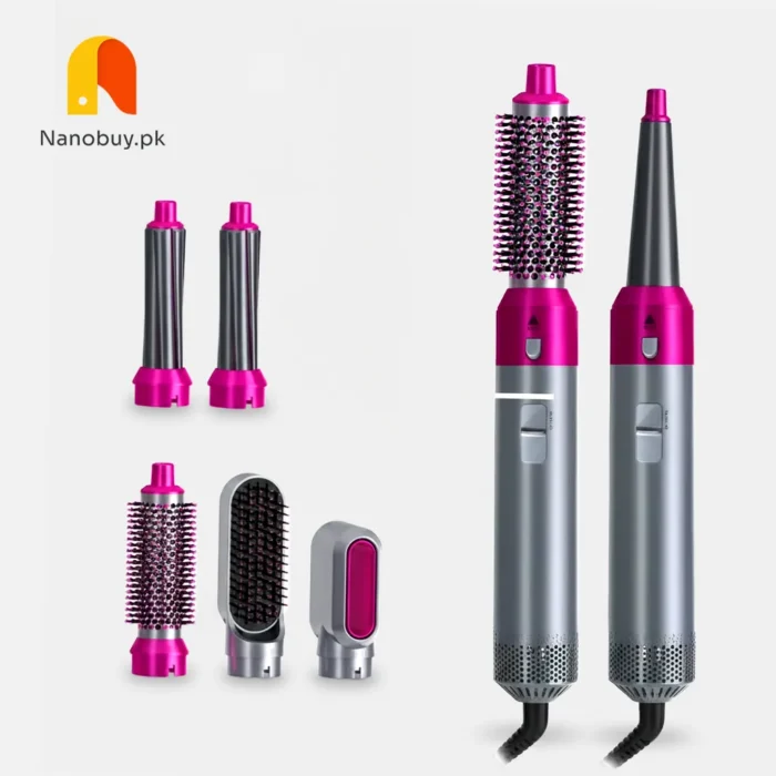 5-in-1 Hair Dryer, Straightener, Curler, Electric Hair Comb & Curling Wand – Detachable One-Step Hot Air Styler