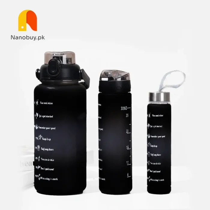 Pack of 3 Plastic Water Bottle With Motivational Time Marker For Office, School Water Bottle For Gym